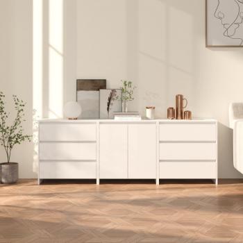 VidaXL White Engineered Wood 3 Piece Sideboard