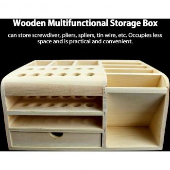 Multifunctional Wooden Storage Box for Tools