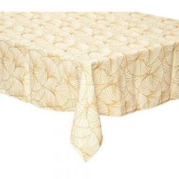 Nappe Ginkgo 140x240 cm anti-tache jaune moutarde