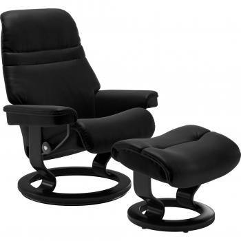 Stressless® Relaxsessel Sunrise (Set mit Hocker), Classic Base, M, Schwarz