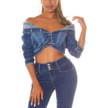 Mini‑Jeans‑Jacke Long Sleeve – Retro‑Used