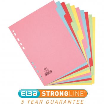 Elba Divider 10 Part A4 160gsm Card Assorted Colours 400007246