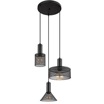 Lampada a sospensione in metallo nero 3x E27