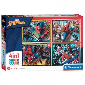 Puzzle Supercolor 4 en 1 Spiderman Clementoni 21515 Puzzles por piezas