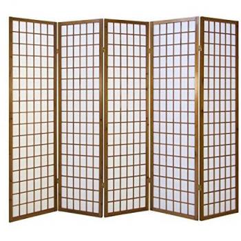 Paravent Diviseur de Pièce 5 Parties en Bois Brun
