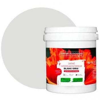 Décoration Éco‑Satin – Peinture 1 L – Blanc & Gris – Naturelle