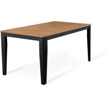 Tavolo Estensibile in Melaminico Rovere e Metallo Nero, 90x156-316 cm, H 76 cm