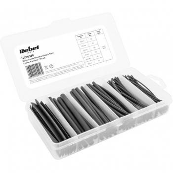 Cabletech 10 cm Schrumpfschlauch Set, schwarz, 170 Stück, 6 Durchmesser