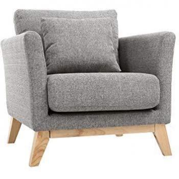 Poltrona grigio chiaro scandinava con piedi in legno chiaro OSLO