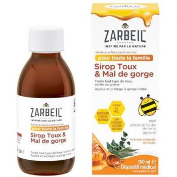 ZARBEIL Sirop toux & Mal de gorge pour toute la famille 150 ml
