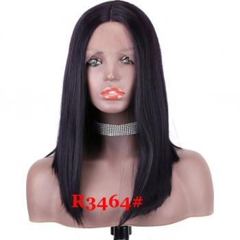 Peluca Frontal de Encaje Yaki para Cosplay 14 Pulgadas