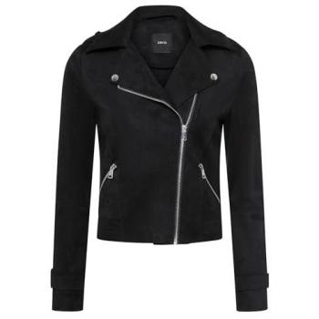 Zero Damen Bikerjacke Veloursleder-Optik Schwarz Größe 38