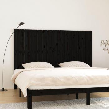 Tête de lit noire 204x3x110 cm en bois de pin
