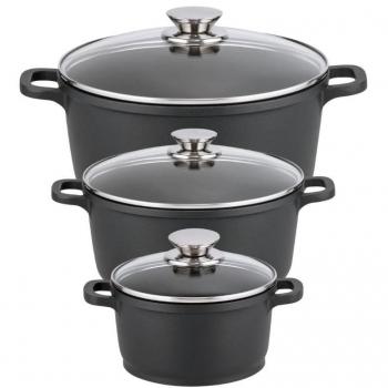 Set di casseruole Elo Alucast 16-20-24 cm con coperchi in vetro