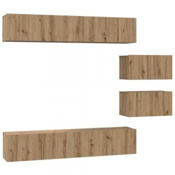 Arredo TV set 6 componenti rovere artigianale 80×30×30 cm Intermedio