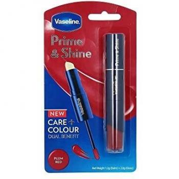 Vaseline Prime & Shine 2-in-1 Lip Balm & Coloured Gloss Plum Red