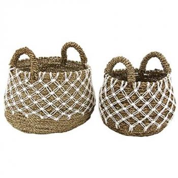 Cache-pots en jonc naturel avec crochet (Lot de 2)