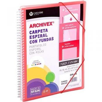 Carpeta Espiral 40 Fundas A4 Archivex-Star Canguro Rojo