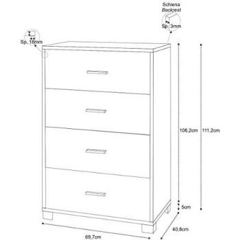 Mobile 4 Cassetti Kit Bianco Fiammato
