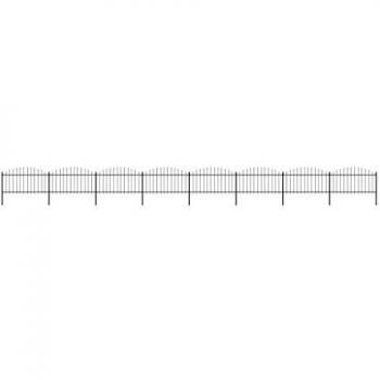 VidaXL Garden Fence Spear (1.25-1.5) x13.6m Outdoor Barrier Border Decorative Landscape Privacy Edges Black Steel Rust-resistant Metal