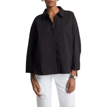 Michael Kors elegantes schwarzes Poplin-Top – Größe L
