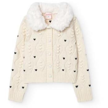 Chaqueta de ganchillo para niños, cuello elevado y botones decorativos