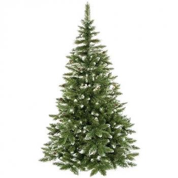 Árbol de Navidad de alta calidad 220 cm con extremos nevados y piñas naturales