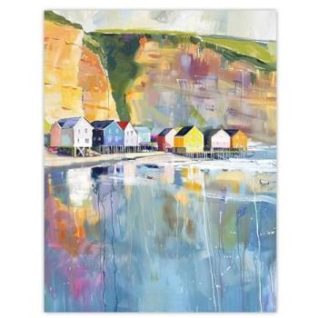 Colorful Oceanfront Cliffside Cottage – 18x24