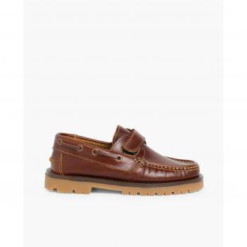 Chaussures Bateau Enfant Marron avec Fermeture Velcro