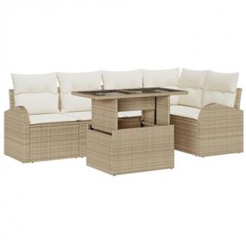 Kit poltrone da terrazza 6 pezzi marrone chiaro e crema lucida