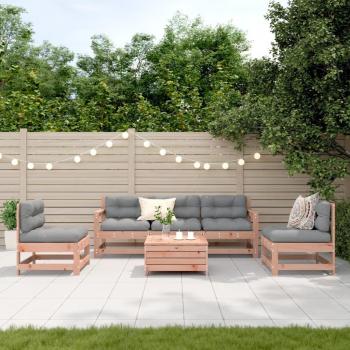 Conjunto de Lounge Externo 6 Peças em Madeira Douglas com Almofadas