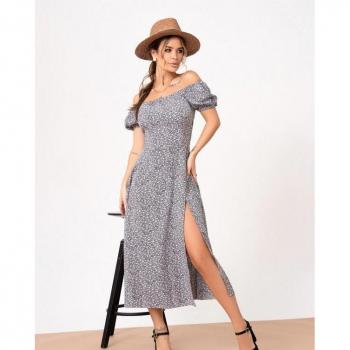 ISSA Plus Kleid im Retro-Stil mit Schlitz