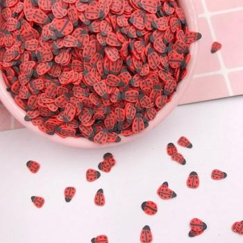 100g Ladybug Polymer Clay Slices for Slime Filling and Nail Art 5mm