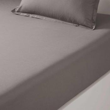 Drap Housse en Percale de Coton Alcove Gris et Violet 200x200 cm Olivier Desforges