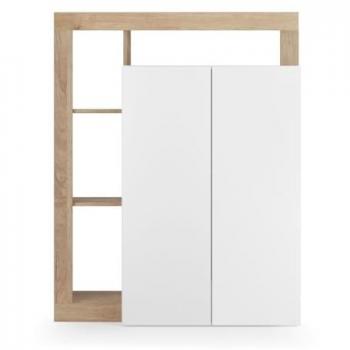 Meuble de rangement Ancona 2 Portes coloris Chêne façade Blanc laqué Brillant