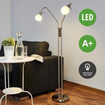Lindby LED Stehlampe, 2x E14 Leuchtmittel, nickel matt
