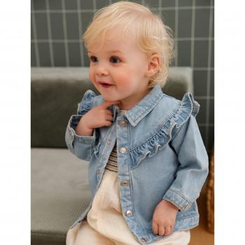 Veste en denim bleached avec détails volantés