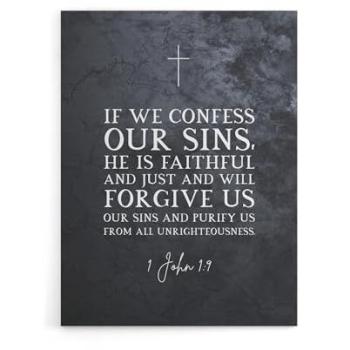 Forgive Us Our Sins John 9 Canvas Art – Artery8, Grey 18x24
