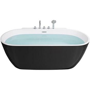 Black Acrylic Freestanding Bath Oval 170 x 80 cm