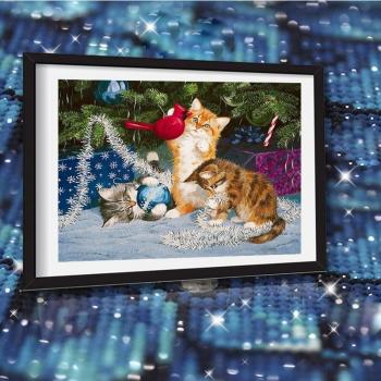 Vollquadratbohrer Katzen-Weihnachtspuzzle – 20 x 30 cm