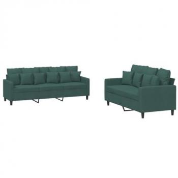 VidaXL Dark Green Velvet Sofa with Cushions