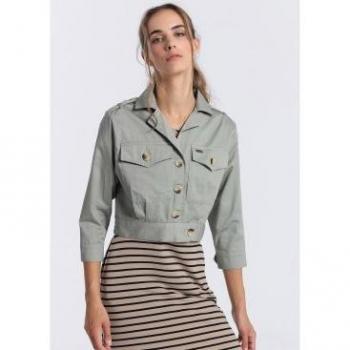 Jeans Vestes Lois Femmes M – Vert, Coton, Casuel, Manches Courtes