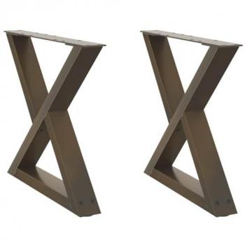 Acier Naturel Pieds Table Basse Vidaxl 2 pièces 50 × (42‑43,3) cm