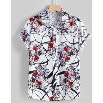 Herren Bluse mit Revers und Druck für den Sommer