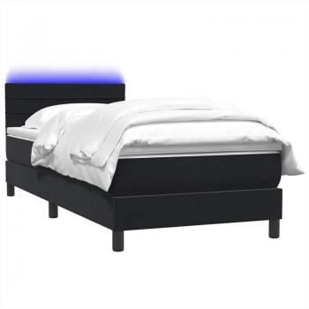 Cama Box Spring LED Cuero Sintético Negro 80x220 cm – Versión VidaXL