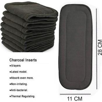 10pcs Black Charcoal Absorbent Liners for Newborn Cloth Diapers