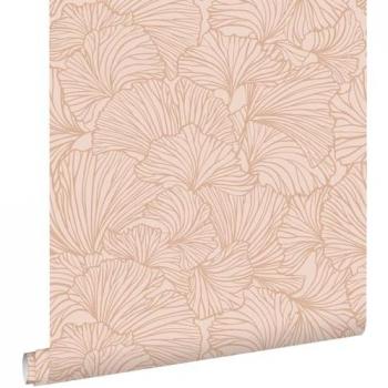 Papier peint décoratif ginkgo rose terracotta