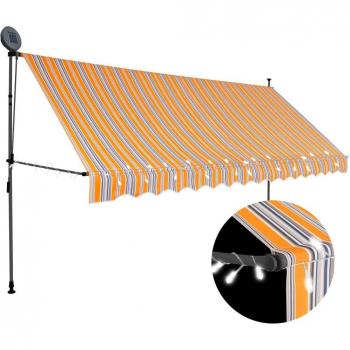 Toldo Manual 400 cm con LEDs Amarillo y Azul – Marca Torana