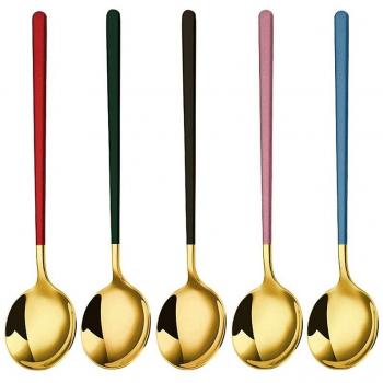 Cuillère à table or – Manche long – Pack 5 unités – Acier 304