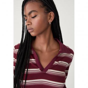 Stradivarius Polo in granato con strisce XL